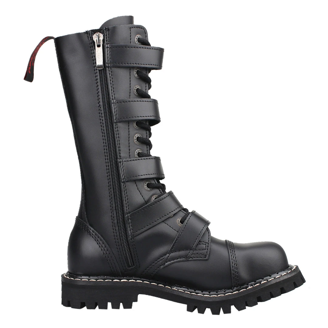Angry Itch 14-Hole 5-Buckle Black Leather Boots Men's Stuff 3 Angry Itch 14-Hole 5-Buckle Black Leather Boots Men's Stuff
