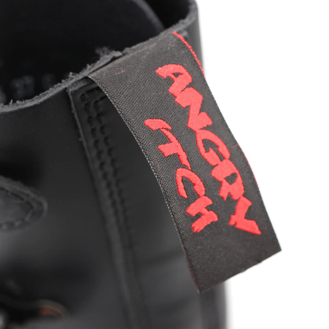 Angry Itch 14-Hole 5-Buckle Black Leather Boots Men's Stuff 8 Angry Itch 14-Hole 5-Buckle Black Leather Boots Men's Stuff