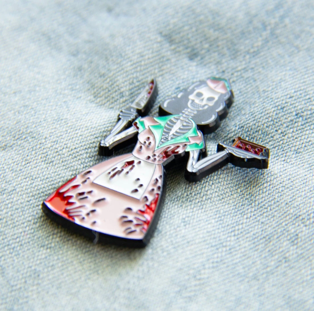 Ectogasm 1950's Bloody Skeleton Waitress Horror Enamel Pin Pins 2 Ectogasm 1950's Bloody Skeleton Waitress Horror Enamel Pin Pins