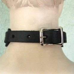 Ape Leather Men's Stuff Choker With One Welded D-ring And O-ring - Black On Black Leather