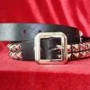 Ape Leather Black Leather Two Row Pyramid Belt