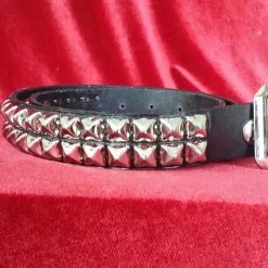 Ape Leather Black Leather Two Row Pyramid Belt