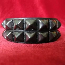 Ape Leather Wristbands And Cuffs Two Row Pyramid Wristband