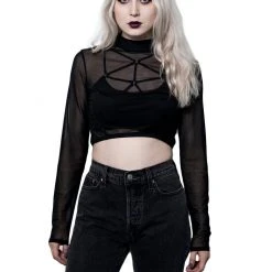 The Pretty Cult American Witch Mesh Crop Top