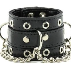 Funk Plus Wristbands And Cuffs Leather Bracelet With D-ring And Chain