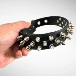Funk Plus Chokers And Collars 1 1/8" BLACK LEATHER CHOKER WITH 3 ROW 1/2" SPIKES 5 Funk Plus Chokers And Collars 1 1/8