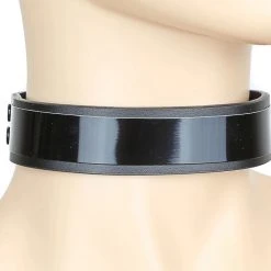 Funk Plus Black Leather Choker With Black Metal Plate