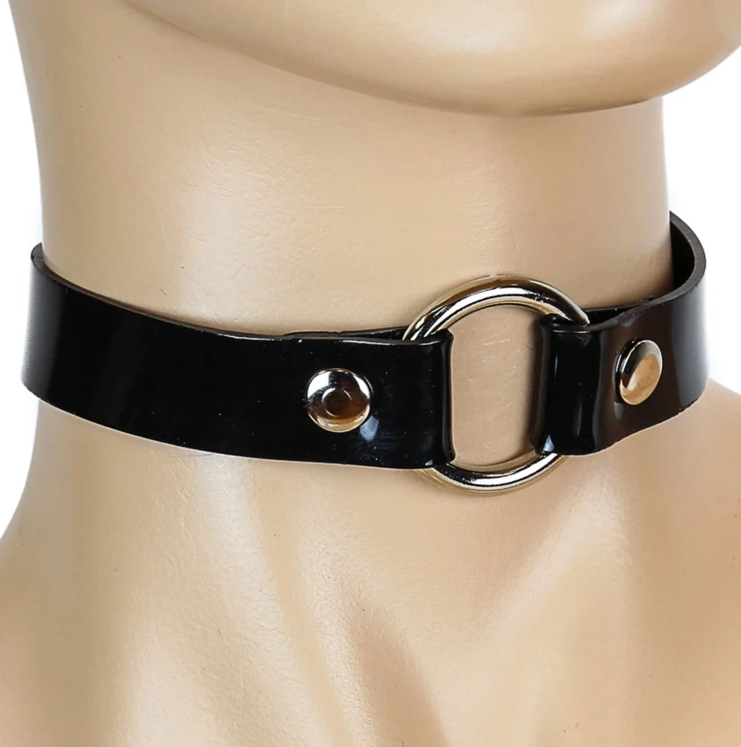 Funk Plus Men's Stuff O-Ring Choker - Black Vinyl 1 Funk Plus Men's Stuff O-Ring Choker - Black Vinyl