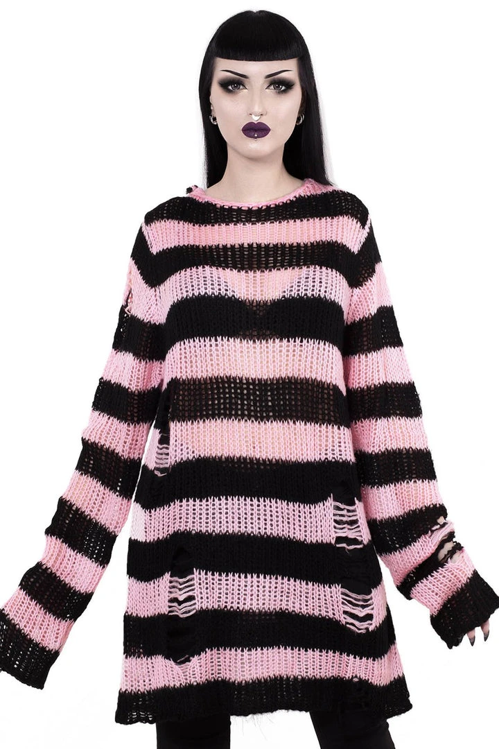 Killstar Courtney Distress Knit Sweater 1 Killstar Courtney Distress Knit Sweater