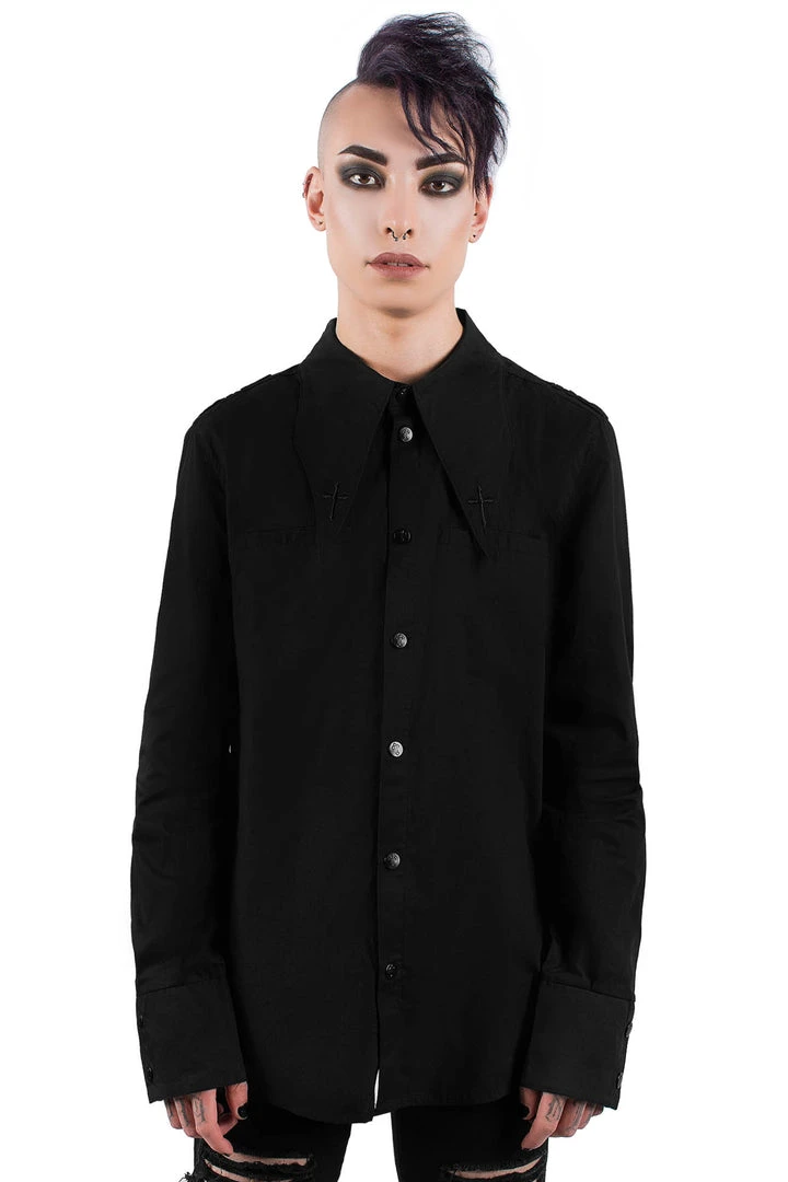 Killstar Crucifaction Button-Up Shirt 1 Killstar Crucifaction Button-Up Shirt
