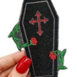 Project Pinup Coffin And Roses Gothic Iron On Embroidered Patch Gift Ideas 7 Project Pinup Coffin And Roses Gothic Iron On Embroidered Patch Gift Ideas