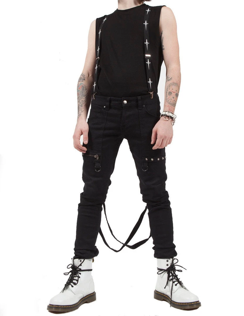 Lip Service Men's Stuff Cross Strap Stretch Jeans 1 Lip Service Men's Stuff Cross Strap Stretch Jeans