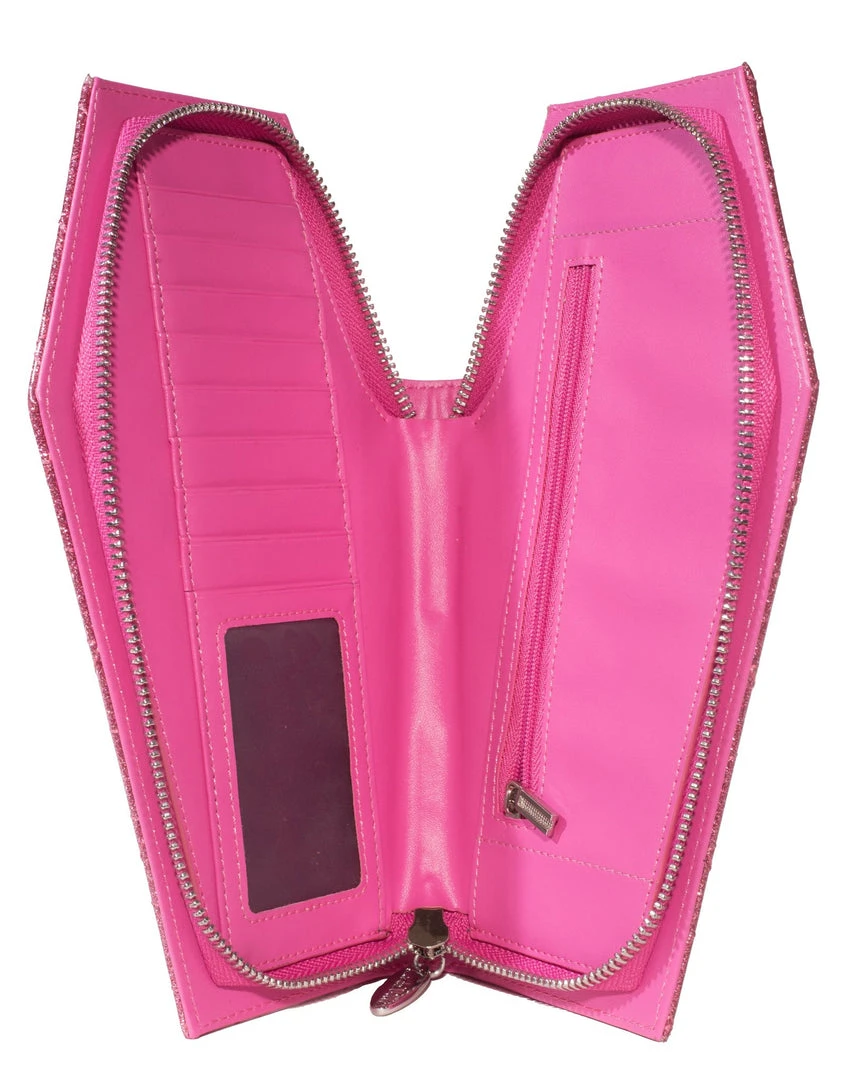 Lux De Ville Bags & Backpacks Elvira Coffin Wallet Clutch Bubbly Pink Sparkle 4 Lux De Ville Bags & Backpacks Elvira Coffin Wallet Clutch Bubbly Pink Sparkle
