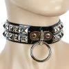 Funk Plus Black Vinyl Studded Bondage Collar With O-Ring Chokers And Collars