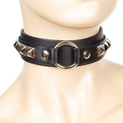 Funk Plus Middle Ring Studded 1 1/8" Choker Chokers And Collars