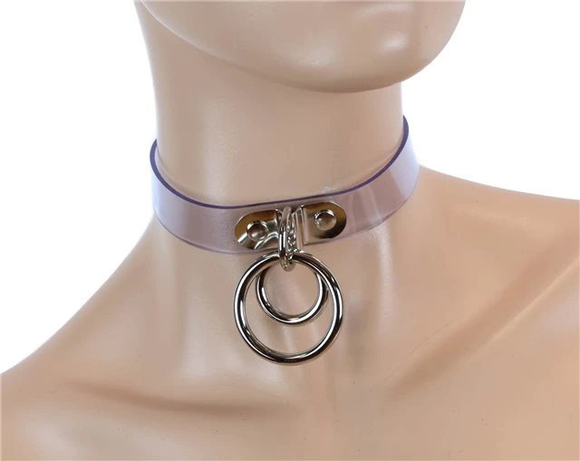 Funk Plus Double Ring Bondage Choker – Clear Vinyl Chokers And Collars 1 Funk Plus Double Ring Bondage Choker – Clear Vinyl Chokers And Collars