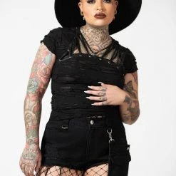 Killstar Fury Road Denim Garter Shorts