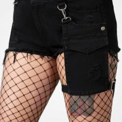 Killstar Fury Road Denim Garter Shorts