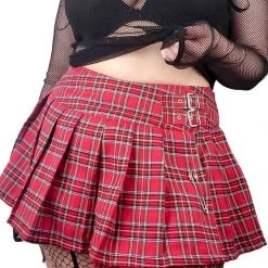 Lip Service World's End Pleated Mini Skirt - Red Plaid