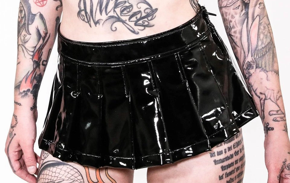 Lip Service Women's Stuff Vinyl Pleated Micro Mini Skirt 1 Lip Service Women's Stuff Vinyl Pleated Micro Mini Skirt