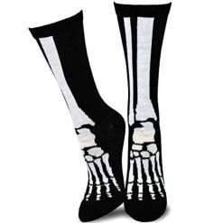 TeeHee Men's Skeleton Foot Polyester Crew Socks