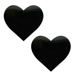 Neva Nude Accessories Dom Squad Black Wet Vinyl Heart Nipple Cover Pasties