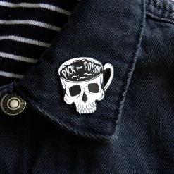 Ectogasm Pick Your Poison Skull Coffee Cup Enamel Pin Pins