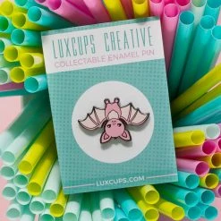 LuxCups Creative Pink Bat Enamel Pin