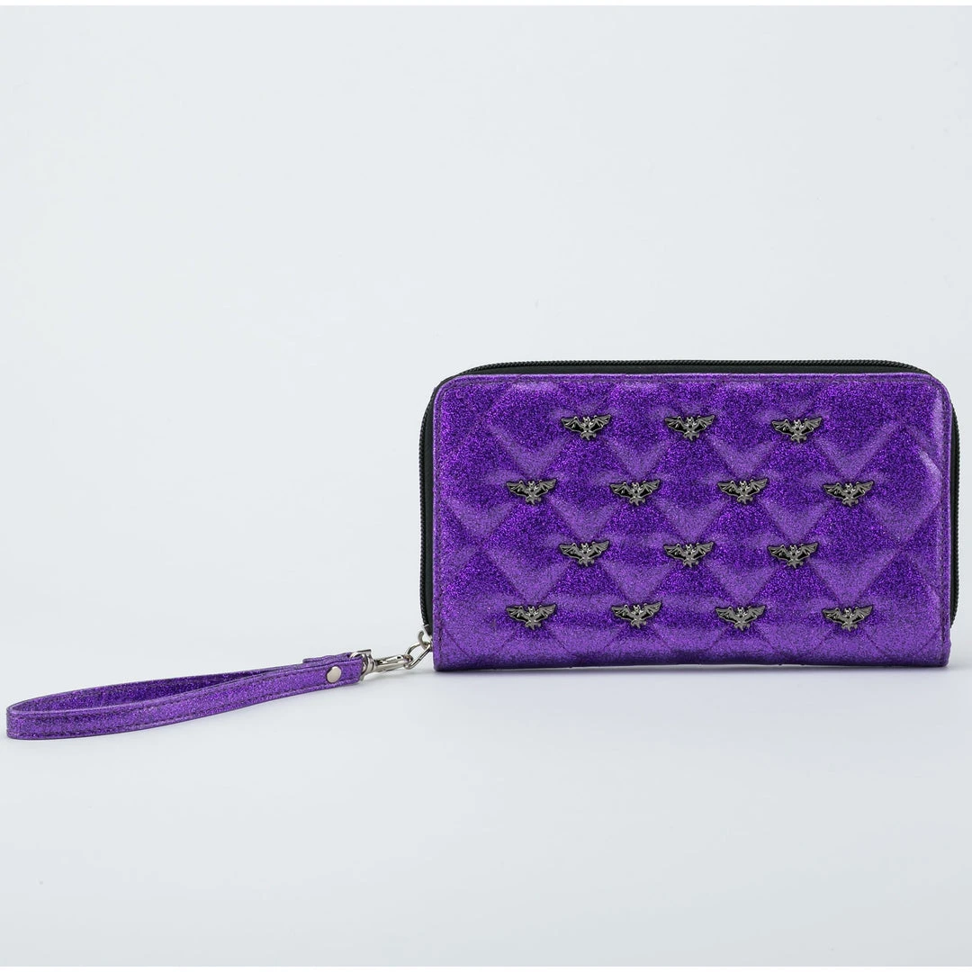 Rock Rebel Studded Bats Purple Glitter Wallet 1 Rock Rebel Studded Bats Purple Glitter Wallet