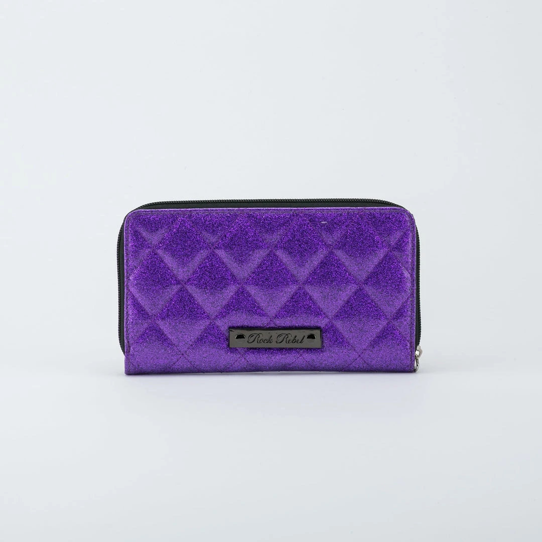 Rock Rebel Studded Bats Purple Glitter Wallet 2 Rock Rebel Studded Bats Purple Glitter Wallet