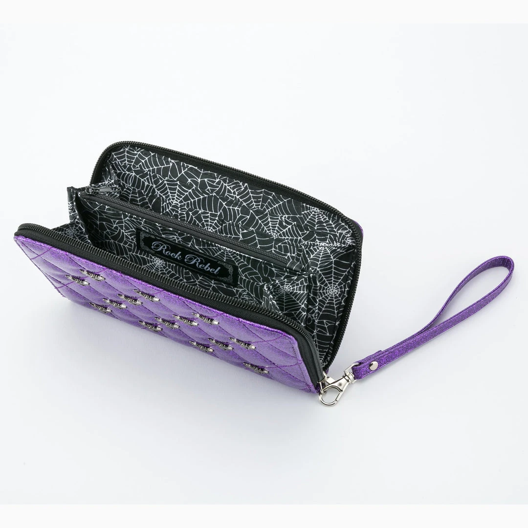 Rock Rebel Studded Bats Purple Glitter Wallet 3 Rock Rebel Studded Bats Purple Glitter Wallet