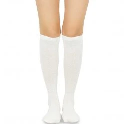 TeeHee Ivory White Rib Pointelle Knee High Women's Socks Gift Ideas