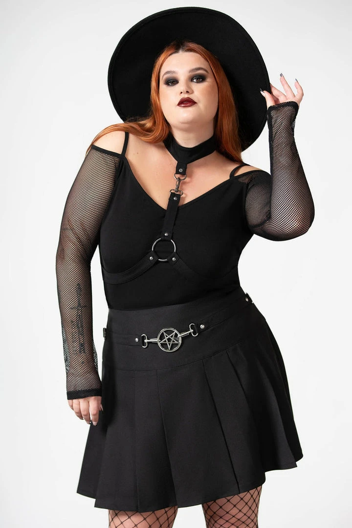 Killstar Women's Stuff Scary Pleated Skirt 6 Killstar Women's Stuff Scary Pleated Skirt