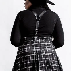 Killstar Shadows Suspender Mini Skirt [ASH TARTAN]