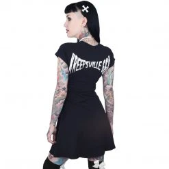 Kreepsville666 Women's Stuff Skeleton White Flare Dress