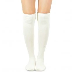 TeeHee Gift Ideas Ivory White Solid Plain Knee High Women's Socks