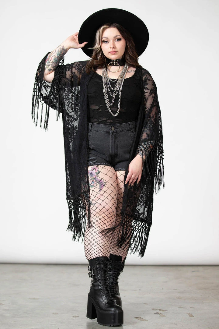 Killstar Women's Stuff Witch Hazel Lace Kimono 2 Killstar Women's Stuff Witch Hazel Lace Kimono