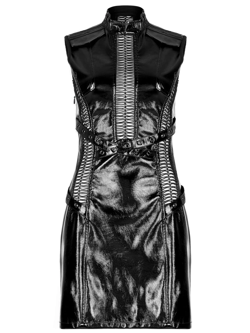 Punk Rave Women's Stuff Patent Leather Hollowed Out Dress 6 Punk Rave Women's Stuff Patent Leather Hollowed Out Dress