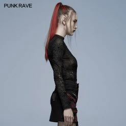 Punk Rave Spider Web Printed Mesh Top Women's Stuff