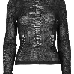 Punk Rave Spider Web Printed Mesh Top Women's Stuff
