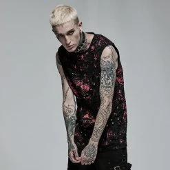 Punk Rave Men's Stuff Black And Red "Punk" Sleeveless T-Shirt