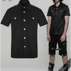 Punk Rave Men's Stuff Casual Black Men's Shirt