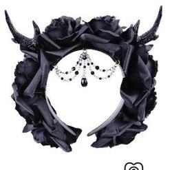 ReStyle Gothic Wreath With Antlers, Roses & Beads Headband Accessories