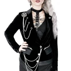 ReStyle Collared Pinstriped Mini Gothic Dress Women's Stuff