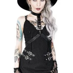 ReStyle Collared Pinstriped Mini Gothic Dress Women's Stuff