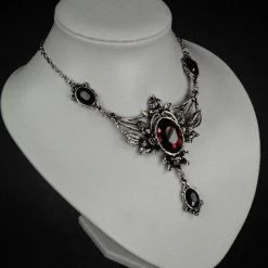 ReStyle Wild Roses Evening Necklace With Roses And Burgundy Stone Jewelry