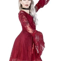 ReStyle Gothic Eyelash Lace Dress Burgundy Women's Stuff