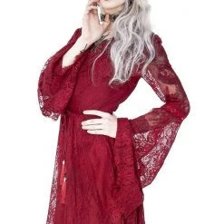 ReStyle Gothic Eyelash Lace Dress Burgundy Women's Stuff