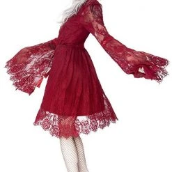 ReStyle Gothic Eyelash Lace Dress Burgundy Women's Stuff
