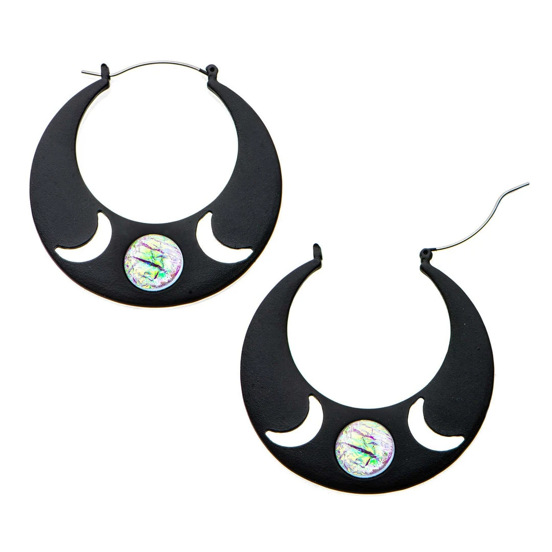 BodyVibe Jewelry Cut-Out Moon Plug Hoops 2 BodyVibe Jewelry Cut-Out Moon Plug Hoops